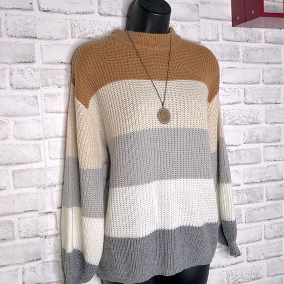 Dreamer’s by Debut Color block Knit Sweater Top Size Small Oversized Loose - Picture 3 of 6